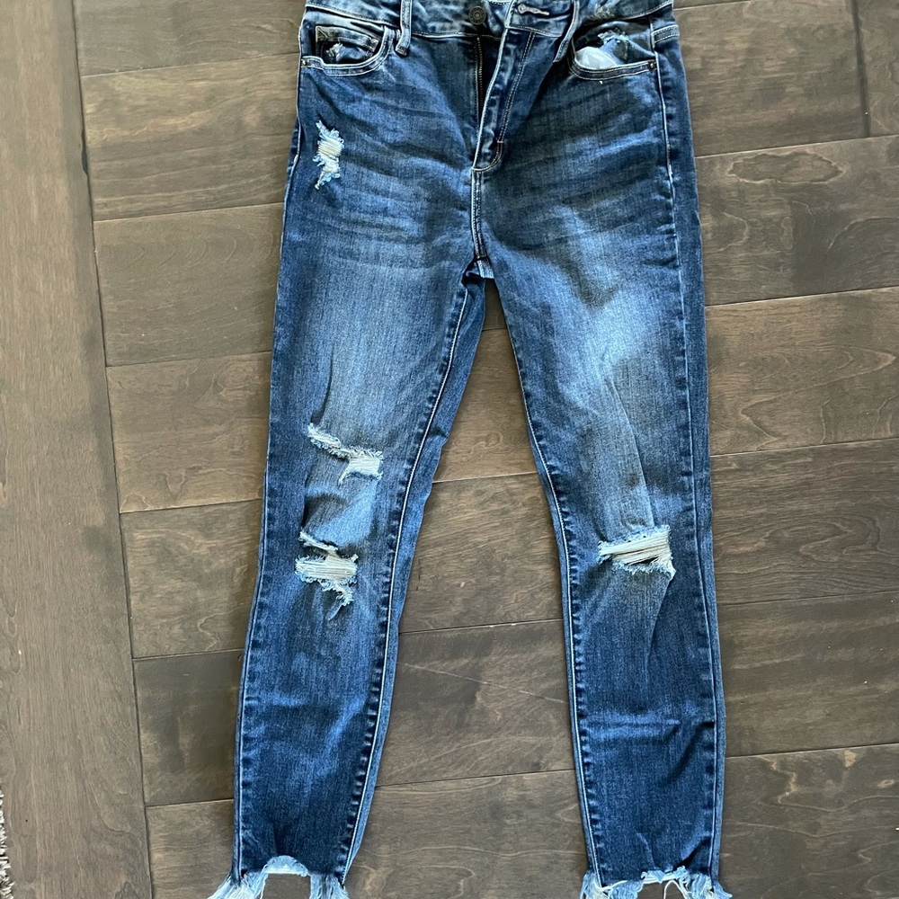 Hidden distressed denim